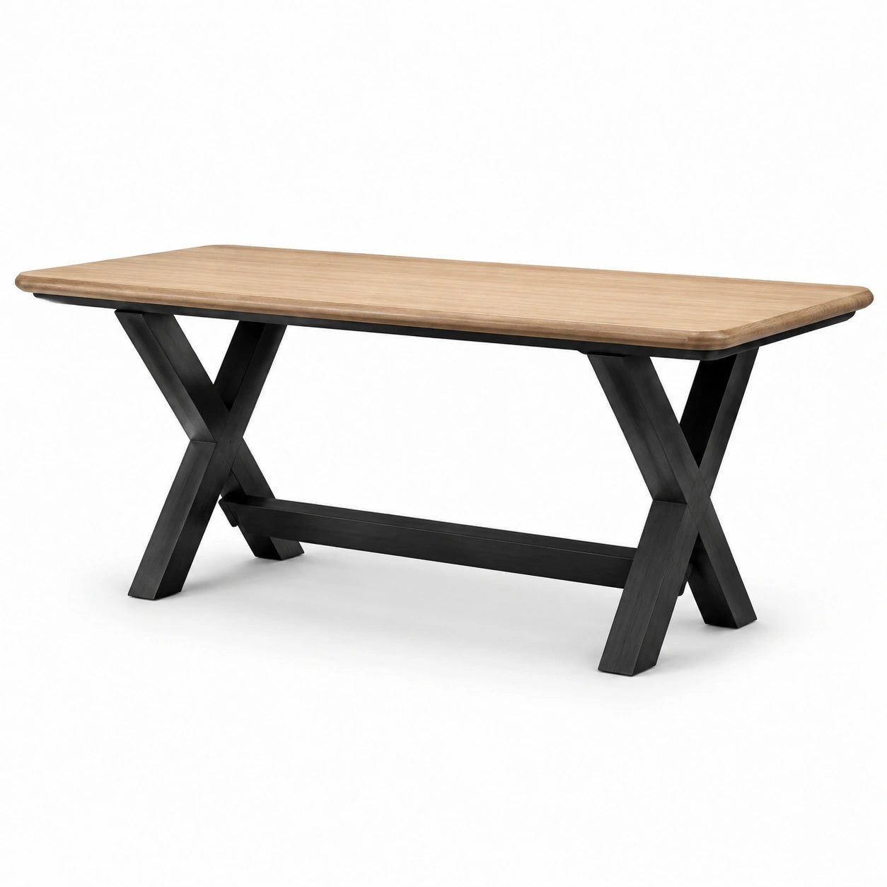 Table à manger rectangulaire en bois de chêne et métal noir
