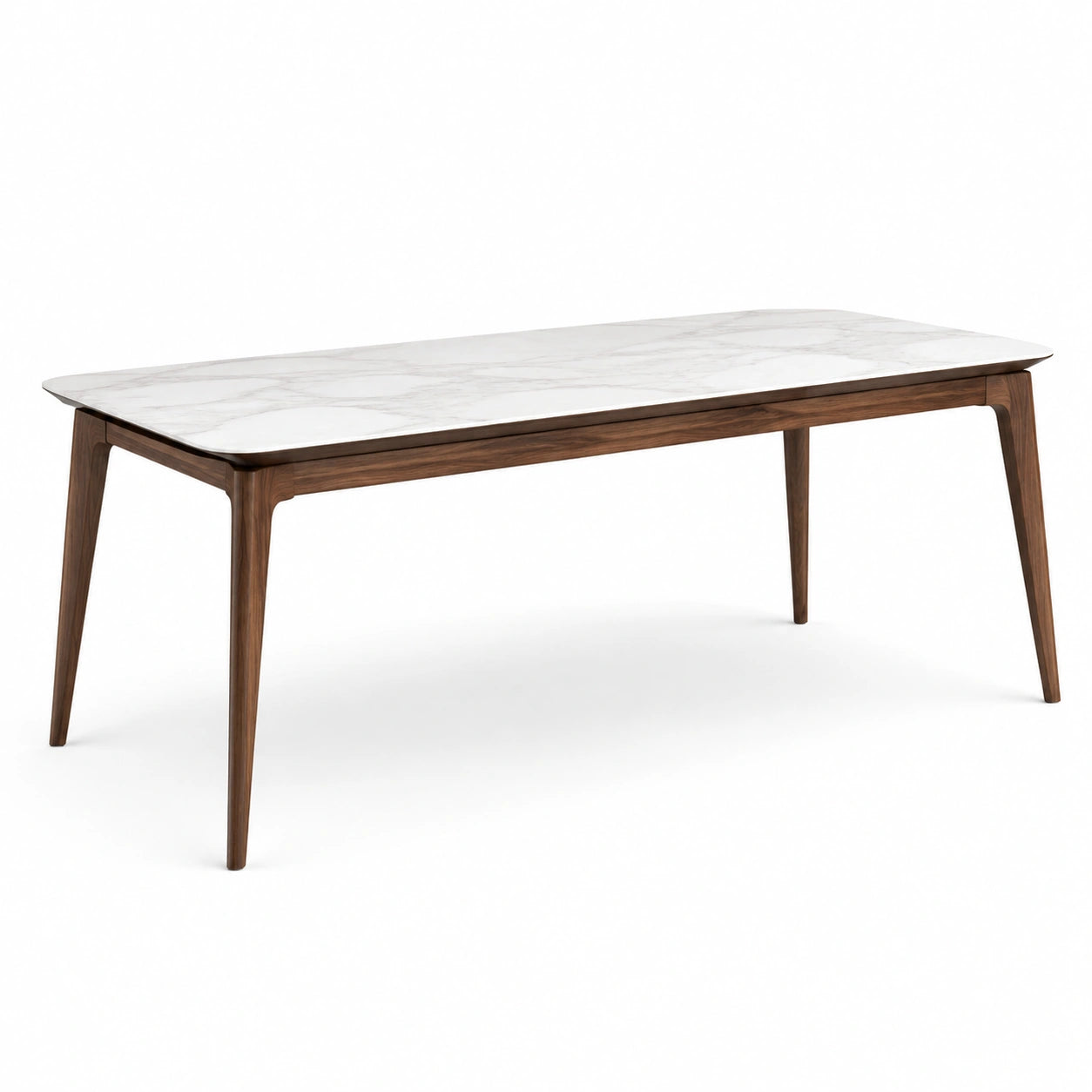 Table à manger marbre et bois de noyer 180x90x75 cm