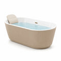 Baignoire îlot ovale beige en acrylique avec coussin 170x80x60cm