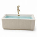 Baignoire îlot rectangulaire en acrylique crème avec robinetterie