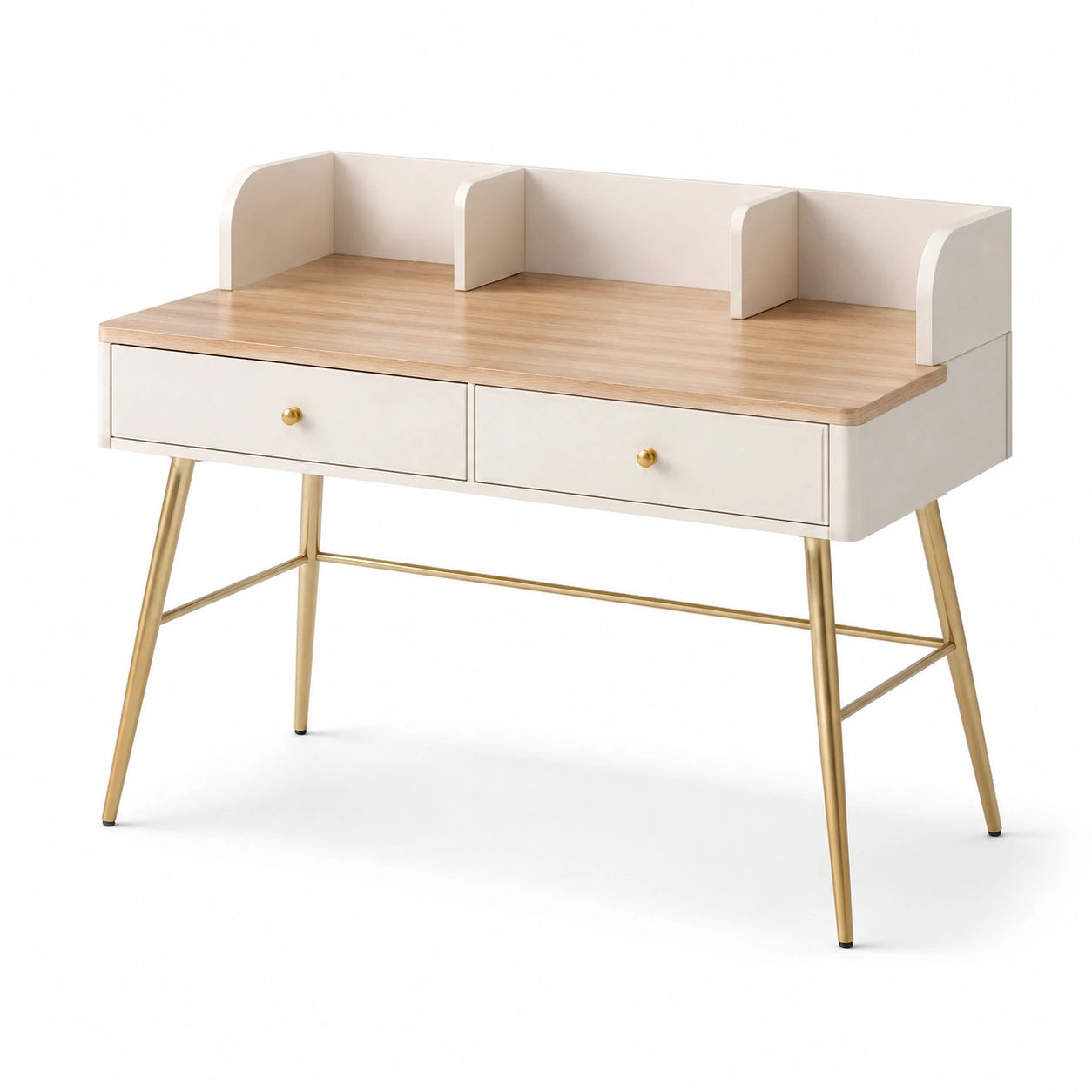 Bureau en bois et métal avec tiroirs