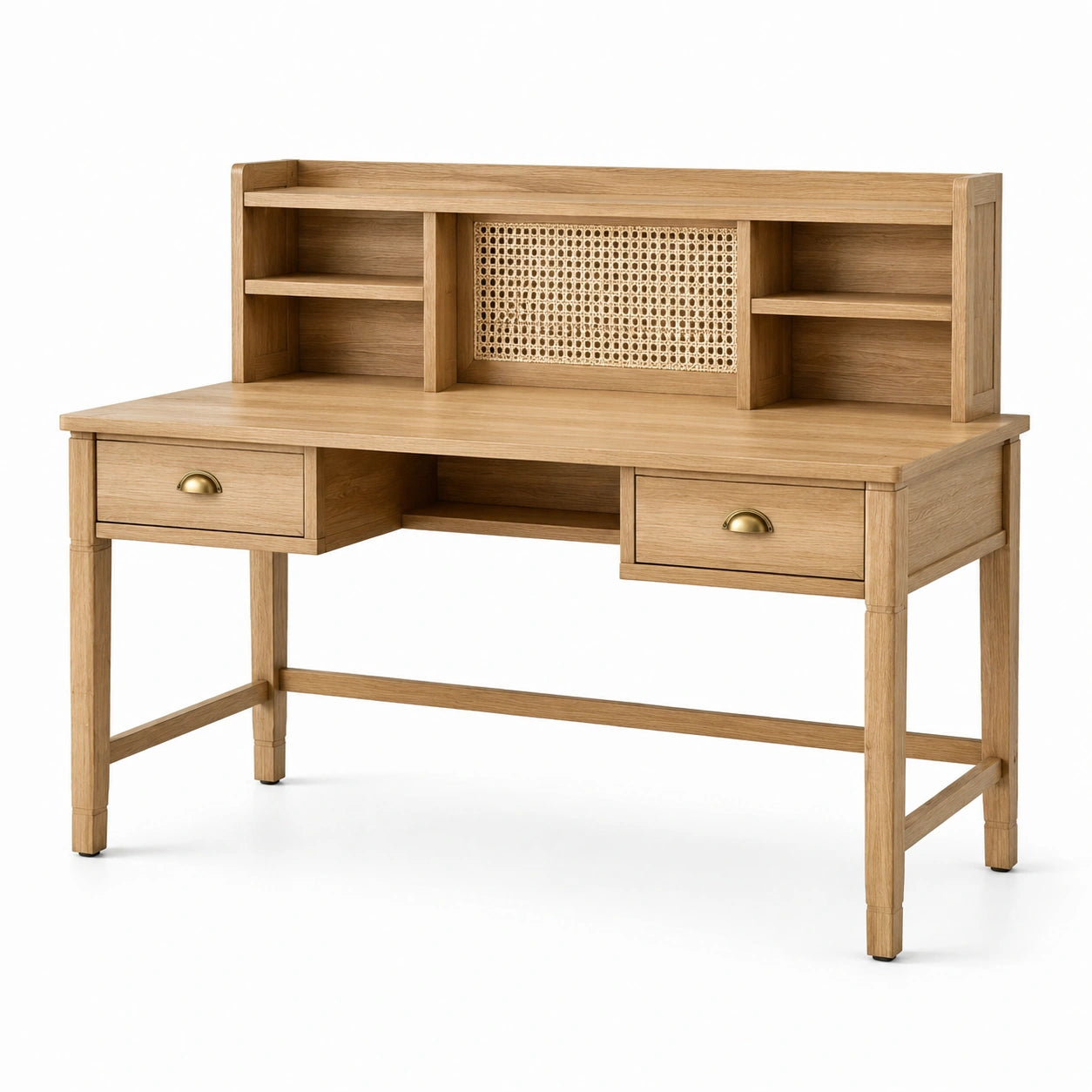 Bureau en bois de chêne avec étagères et tiroirs 120x60x90 cm