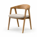 Chaise en bois massif chêne avec coussin en tissu polyester beige