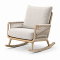 Chaise berçante en bois avec corde et coussins beige